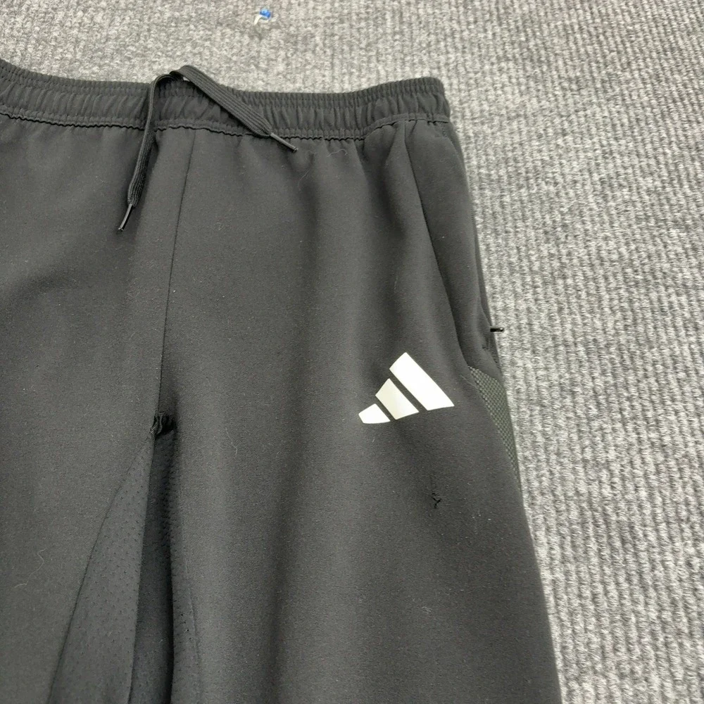 Adidas Pants Boys L Black Polyester Aeroready Ankle Zip Soccer Track Pants